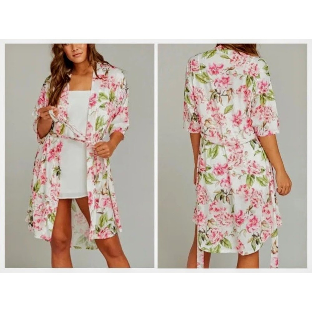 Show Me Your Mumu Robe Kimono One Size Pink Garden of Blooms Loungewear